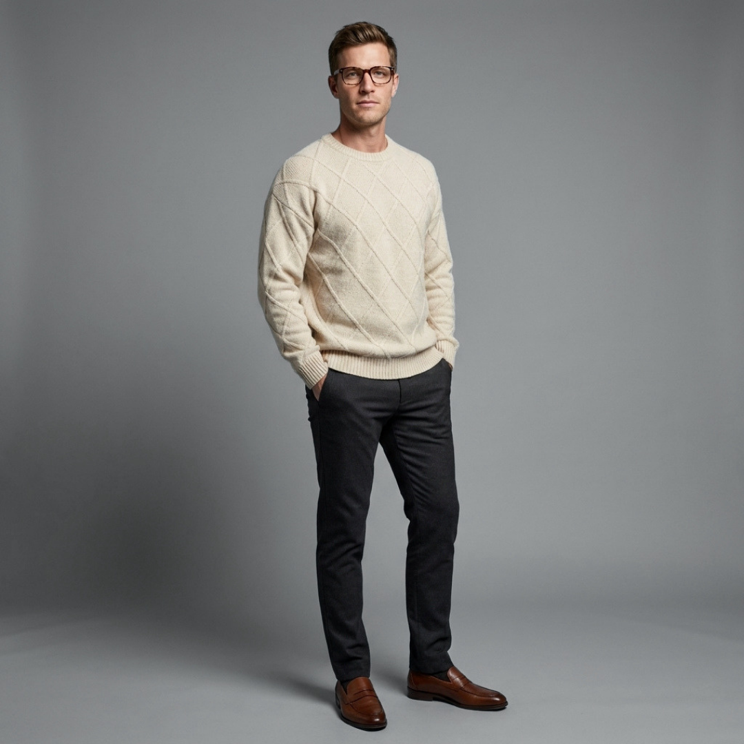 Cable-Knit Cashmere Crewneck Sweater