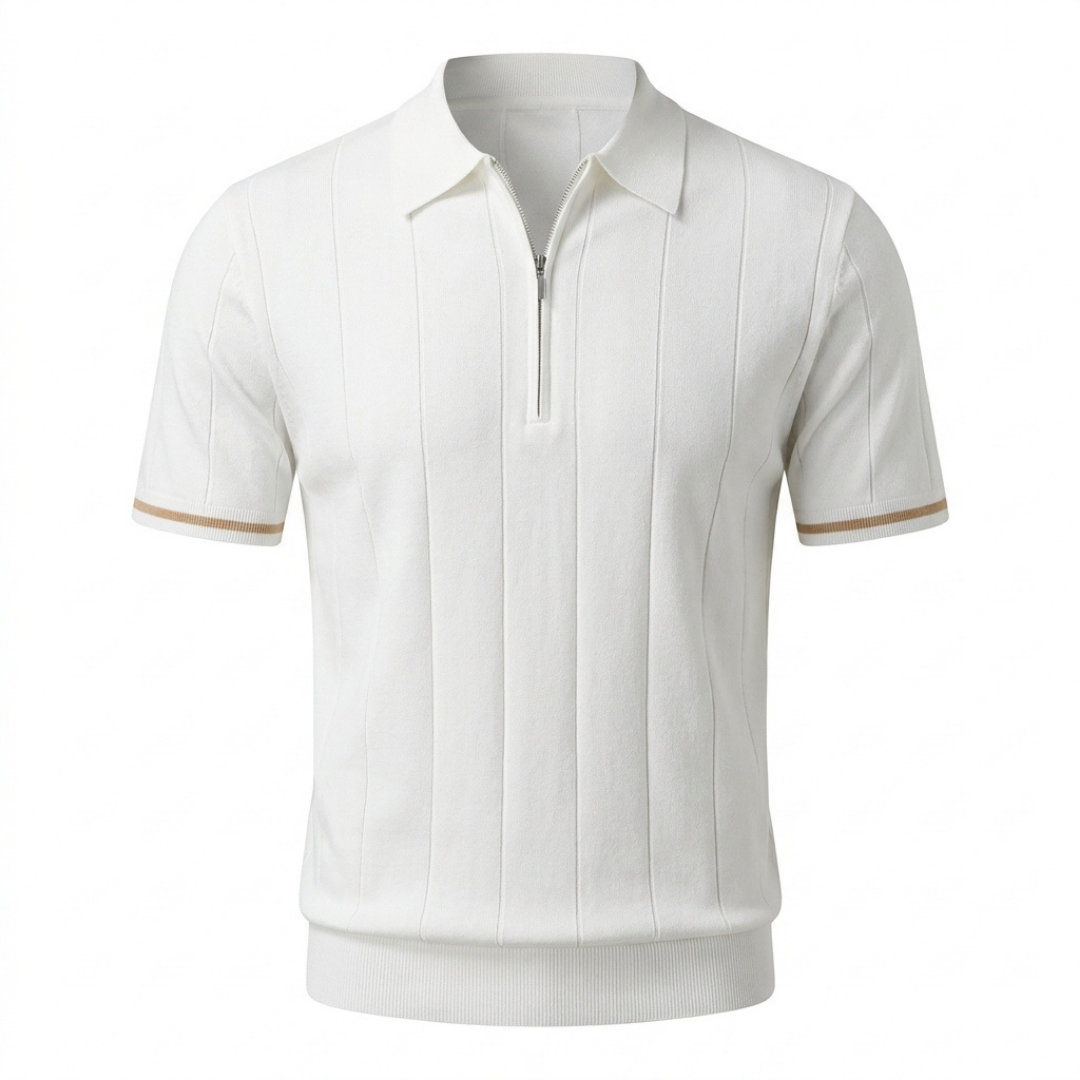 Half-Zip Textured Knit Polo Shirt